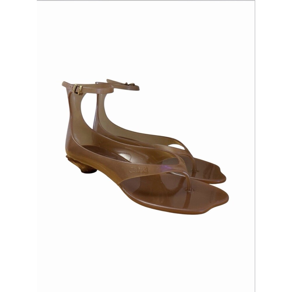 Chloé Women's Size 39 Brown Flower Bottom Jelly Thong Shoe Sandals Authentic